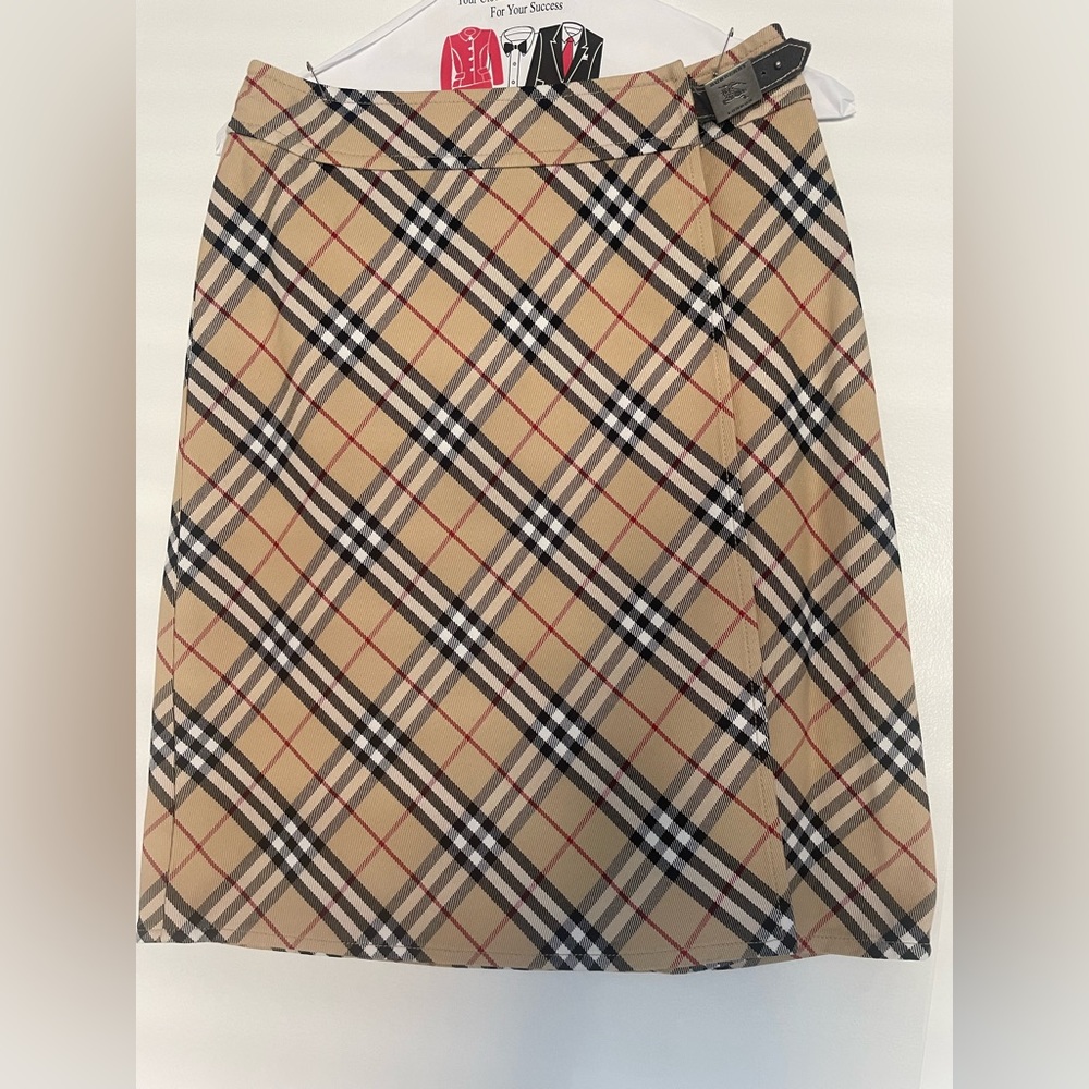 Burberry London Blue Label Wrap A-Line Skirt with Buckle